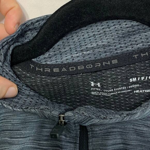 Under Armour Fitted Threadborne 1/4 Zip Heatgear Pullover Men's Sz S Gray - Picture 5 of 7